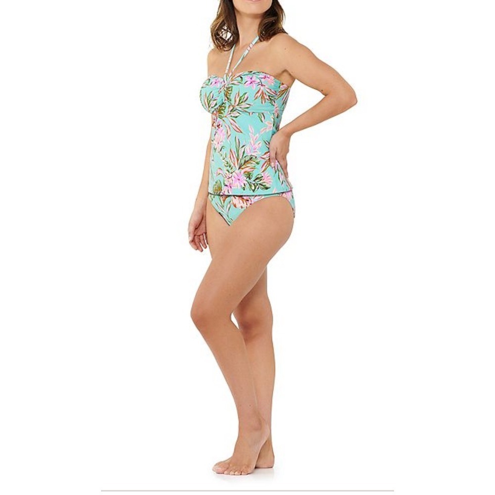 Tankini Swimsuit Top XXL‎ & Bottom L Set Freshwater Floral Halter NWOT